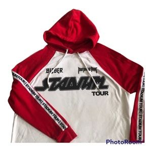Justin Bieber Red and White Purpose Tour Hoodie